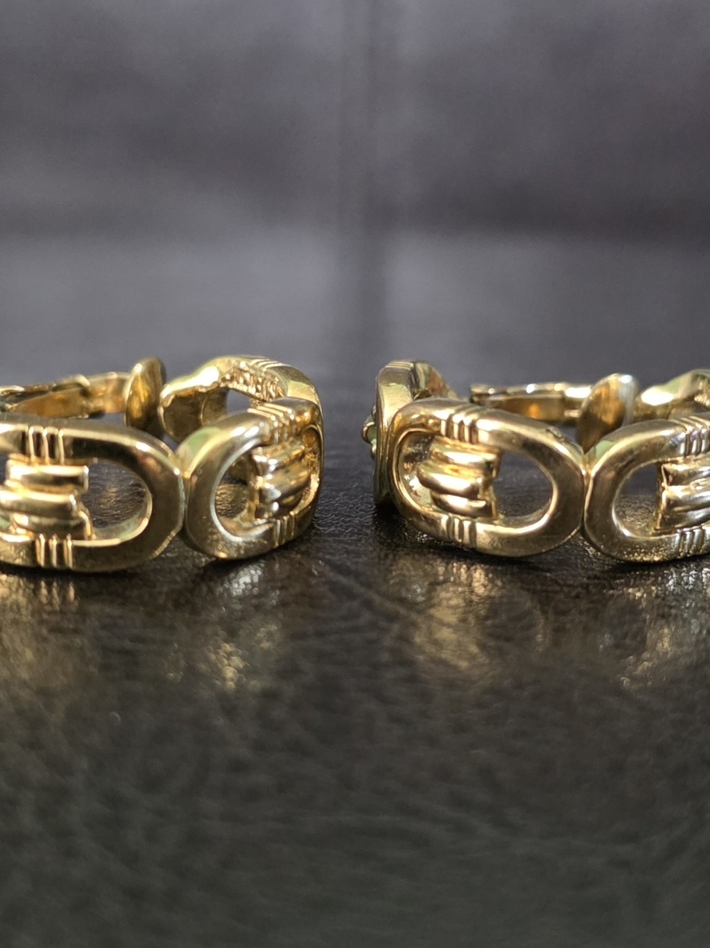 Vintage Givenchy Signed Buckle Hoop Clip On Earrings